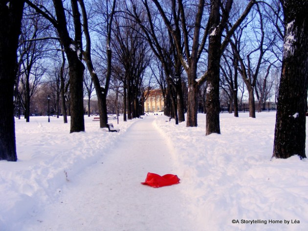 An abandoned sled at Laurier Park