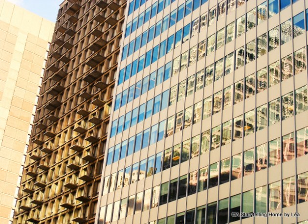 Reflections in the windows of a building on Sherbrooke street west