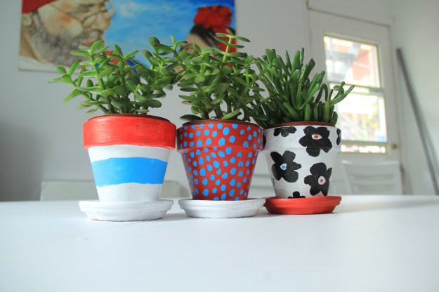 Painted clay plant pots_Marimekko inspiration